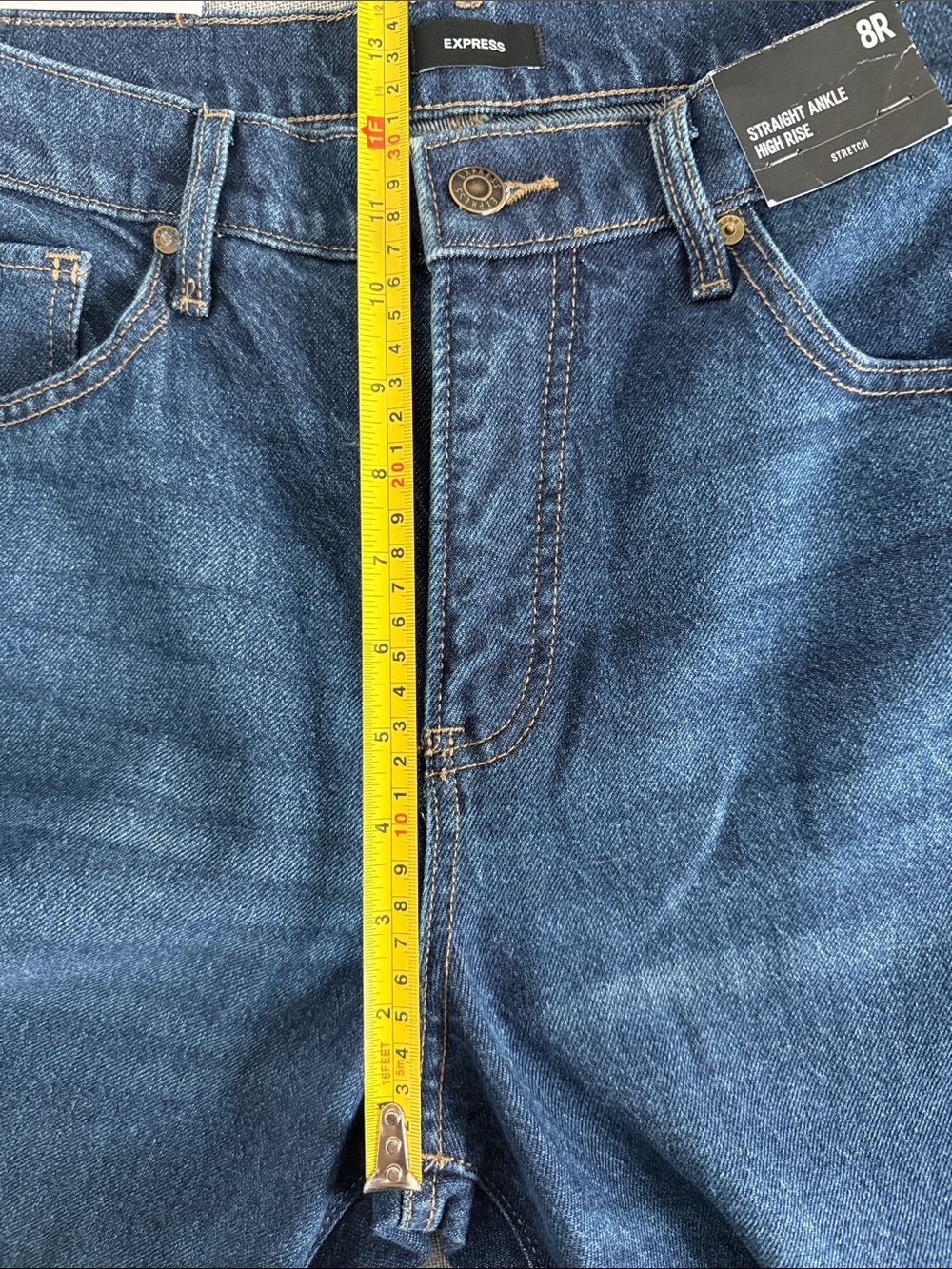 Express straight ankle, high-rise stretch, jeans - Picture 10 of 11